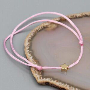 Jewelry star pink gold string bracelet adjustable fashion delicate brand new
